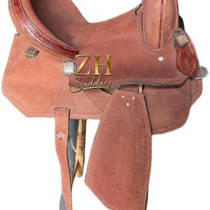 ウエスタンバレルレーシングレザーウッドツリーホースサドルコンフォートシート、マッチングヘッドストール、胸当て、手綱付き送料無料