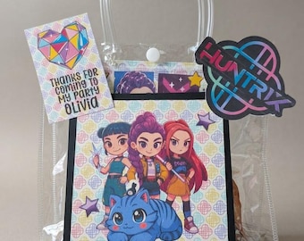 Custom K-Pop Party Favor Bags, Huntrix Theme Birthday Decorations, Anime Girl Group Birthday Treats