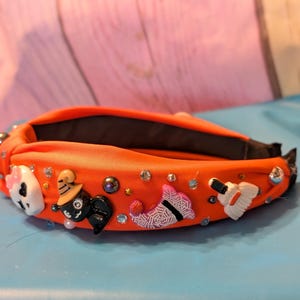 Orange Halloween Knotted Beaded Headband – Spooky Chic & Festive Fun!