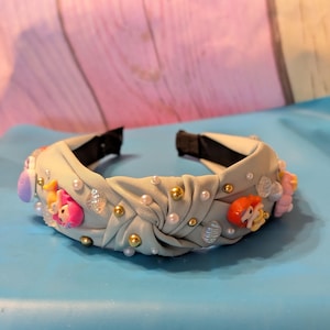 Light Blue Mermaid Beaded Knotted Headband – Ocean-Inspired Elegance