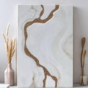White and Gold Abstract Resin Wall Art: Handmade Epoxy Wall Hanging, Custom Sizes Available
