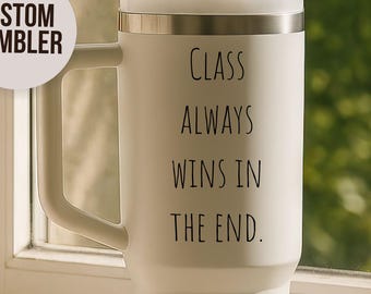 Vaso de 40 oz con asa y cotización personalizada: Vaso de viaje aislado de acero inoxidable