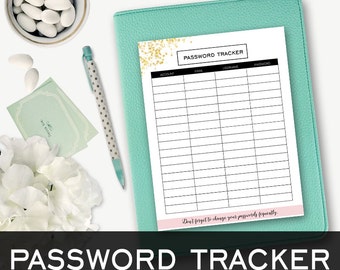 Password Keeper Printable, Gold Sparkles, Password Tracker, Designer Printables, Digital Password Tracker Template