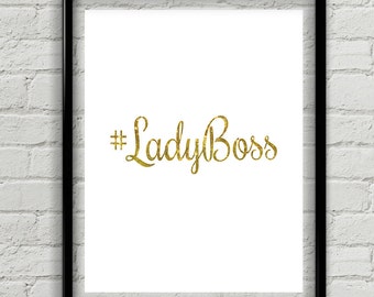 Boss Lady - Faux Gold Foil - Inspirational Wall Art - Motivational Poster - Canvas Wall Art