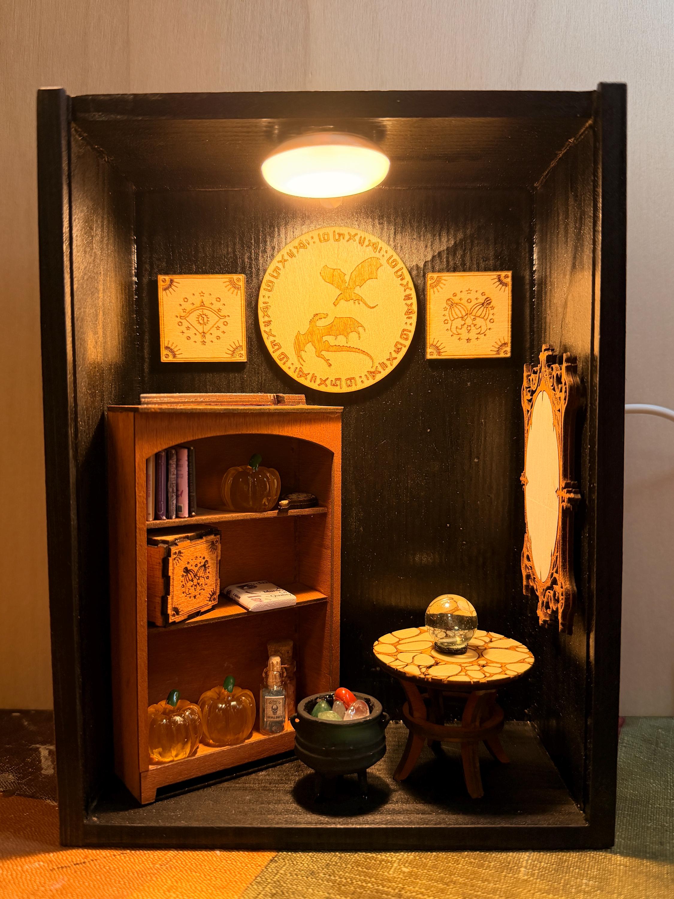 Room Shadowboxes Handmade Miniature Witch Room Shadow Box With Light – Magical Dollhouse ...