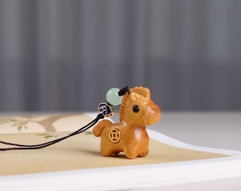 Handmade Wooden Horse Keychain – Miniature Animal Charm