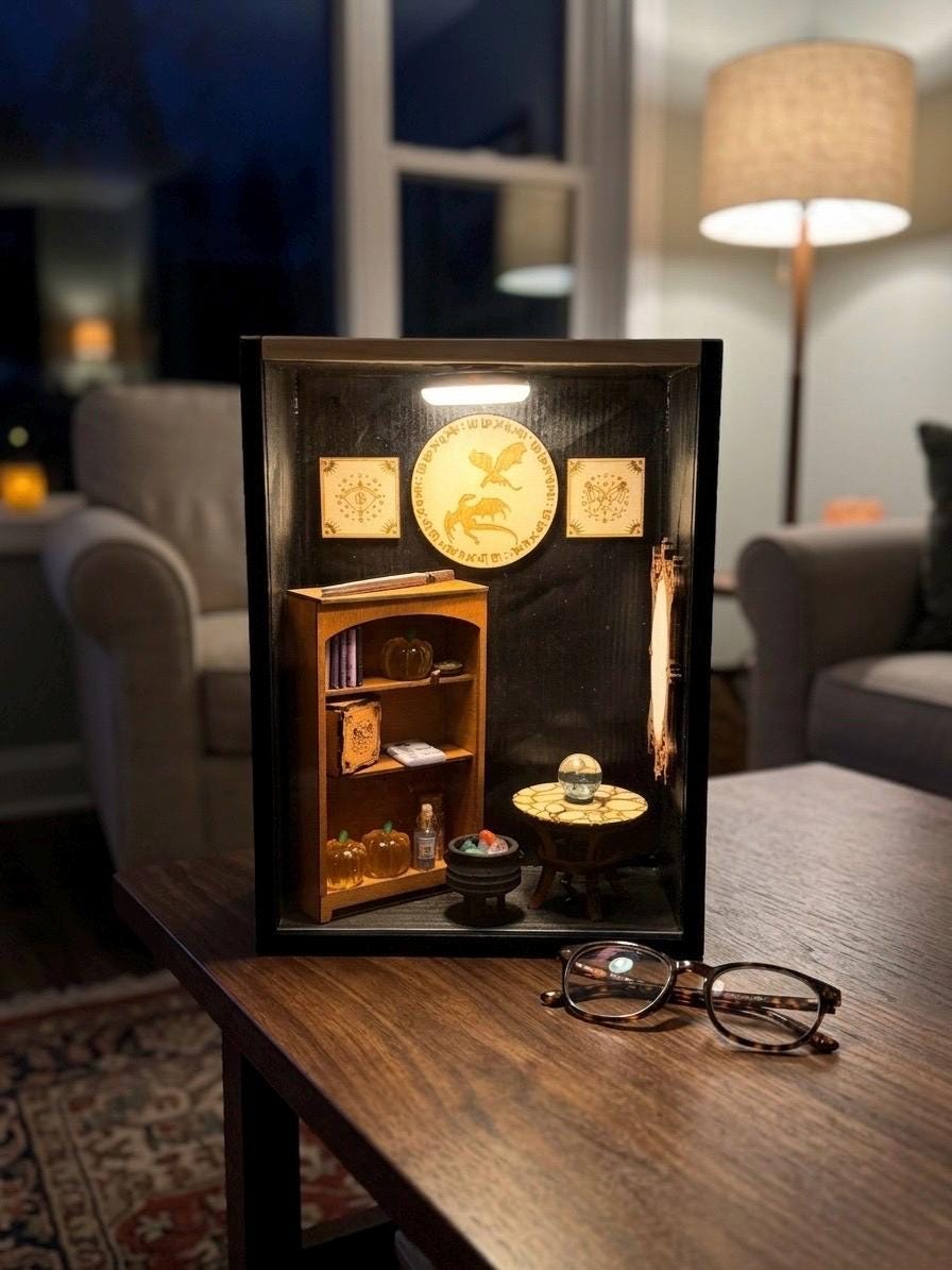 Room Shadowboxes Handmade Miniature Witch Room Shadow Box With Light – Magical Dollhouse ...