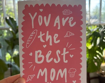 You Are The Best Mom Hand-Printed Linocut Card, Mother's Day, Card for Mom