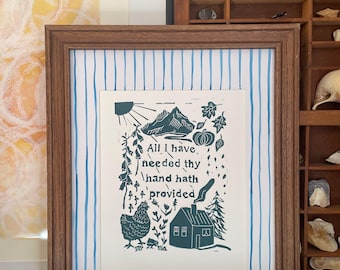 Great Is Thy Faithfulness, Linocut Print, Hand-Printed Original