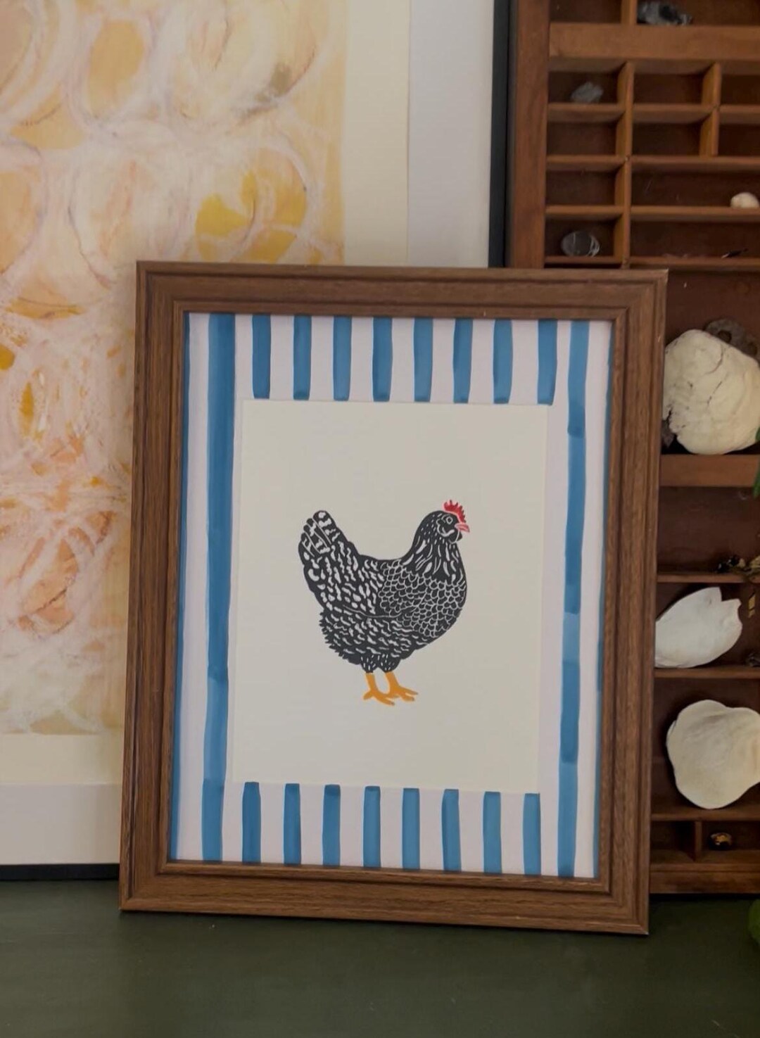 Hand-painted Mat for Frame, Stripes, Plaid, Gingham, Fits 11x14 Frame ...