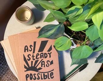Handmade Linocut Journal: Sunrise Art, ASAP Series, As Steady As Possible