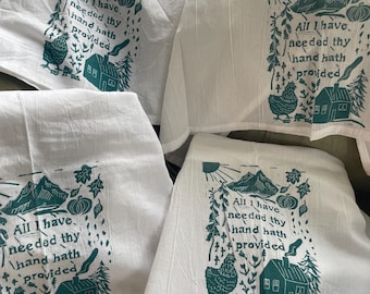Custom Tea Towel, Hand-Printed, Block Print