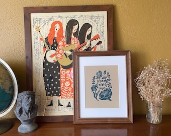 Abide With Me, Linocut Print, Hand-Printed Original, Christian Art, Hymn