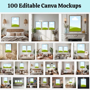 100X Canva-rammodellmallar, redigerbara väggkonstmodeller, boho canvasmodellpaket, digital nedladdning för konstnärer och säljare