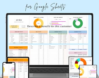 Budget Spreadsheet Google Sheets | Automated Expense Tracker Bill Calendar | Simple Paycheck Tracker  | Degital Download