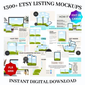 1300+ Etsy Listing Mockups Bundle | Canva Templates | Images + Videos | PLR / MRR Included | For Etsy Sellers & Digital Creators,
