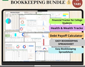 Personal Finance Spreadsheet Bundle, Budget Tracker, Debt Payoff Calculator, Money Management, Google Sheets & Excel