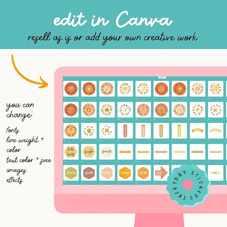 135+ Digital Planner Stickers | Canva Editable Sticker Pack | Pngs for ...