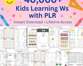 Más de 40 000 hojas de trabajo imprimibles para niños/páginas de actividades/paquete educativo PLR/imprimibles para uso comercial, imprimibles para educación en el hogar,