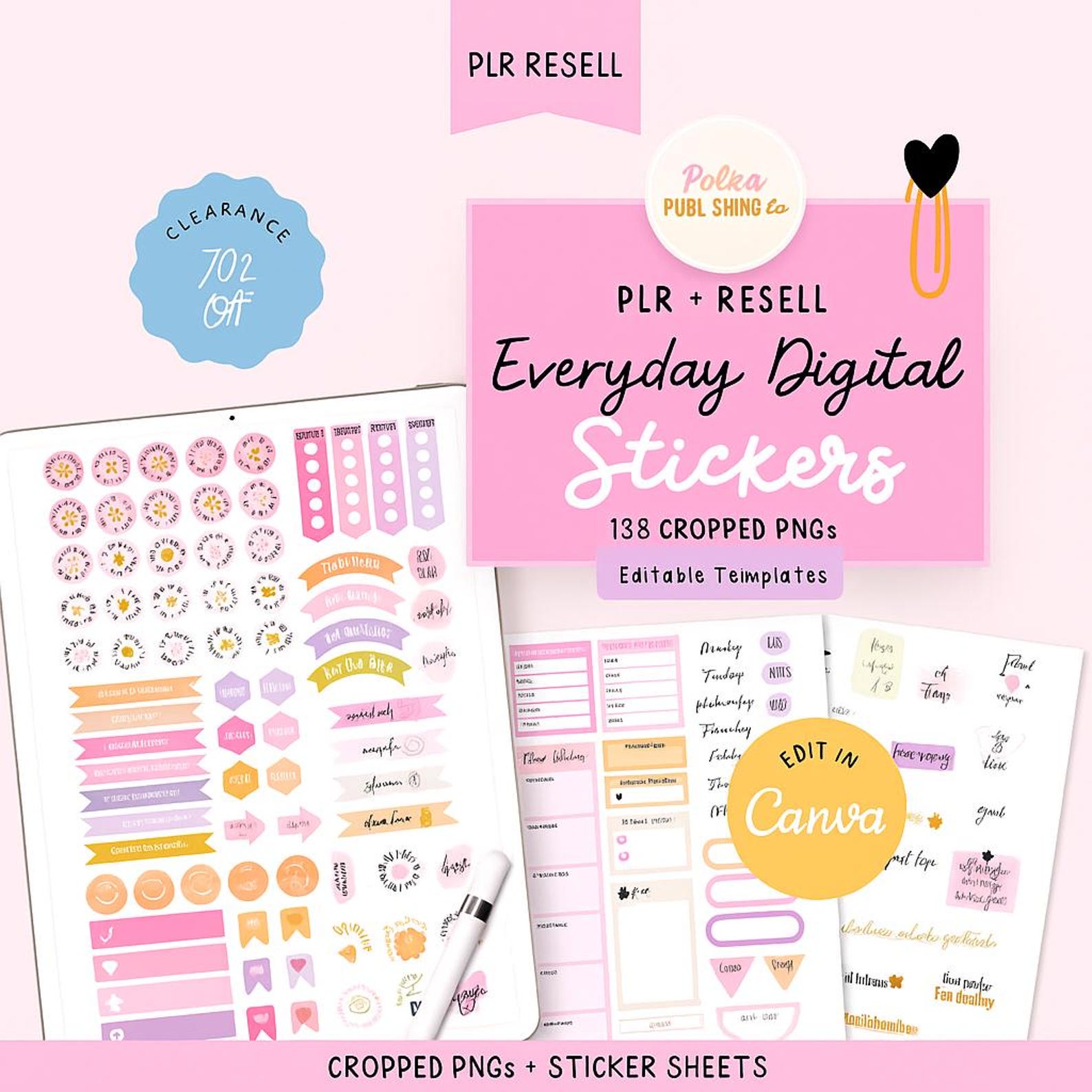 135+ Digital Planner Stickers | Canva Editable Sticker Pack | Pngs for ...