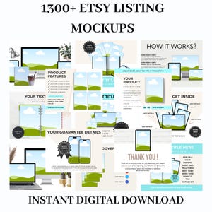 1300+ Etsy Listing Mockups Bundle, Canva Product Mockups, Listing Images & Videos, Digital Product Mockups for Sellers