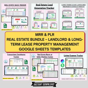 PLR MRR Immobilien-Google-Tabellen-Paket, Vermieter- und Immobilienverwaltung, Makler-Pipeline, Master-Resell-Rechte (digitales Produkt)