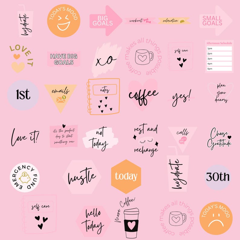 135+ Digital Planner Stickers | Canva Editable Sticker Pack | Pngs for ...