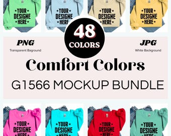 48X Comfort Colors  Sweatshirt Mockup Bundle, 48 Color PNG, Transparent Background, Blank Sweatshirt Digital Download