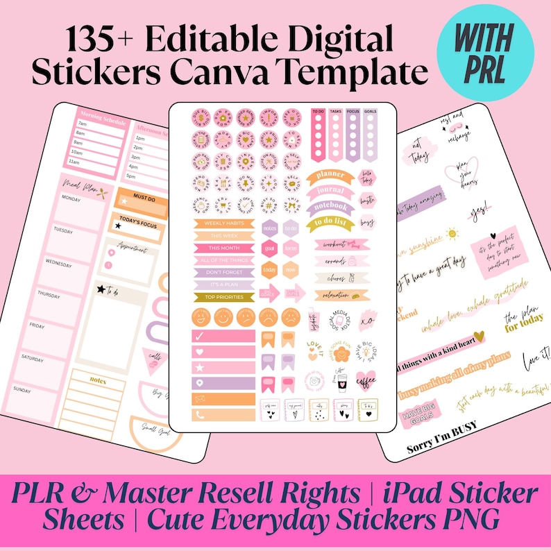 135+ Digital Planner Stickers | Canva Editable Sticker Pack | Pngs for ...