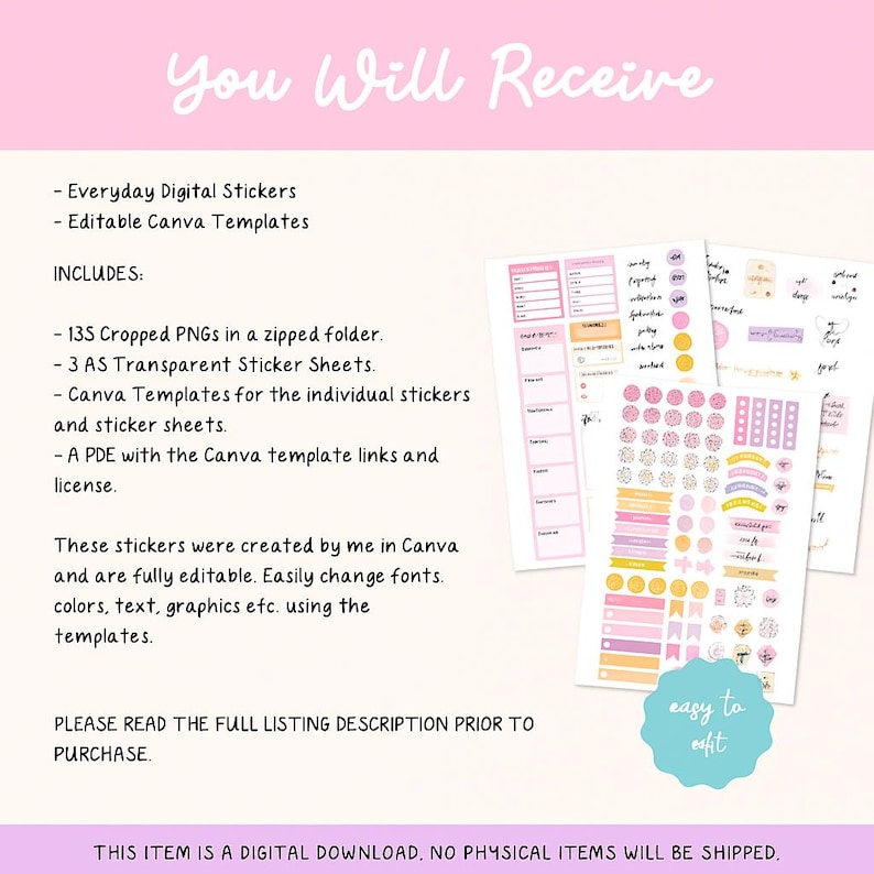 135+ Digital Planner Stickers | Canva Editable Sticker Pack | Pngs for ...