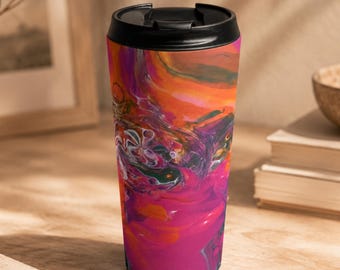 Reisebecher, 15 Unzen isolierter Edelstahl-Kaffeebecher Geschenk, Electric Bloom Kollektion