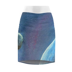 Galactic Dreams Women&#39;s Pencil Skirt, Cosmic Print Skirt, Space-Themed Skirt, Trendy Office Wear, Unique Evening Outfit, Sci-Fi Fashion