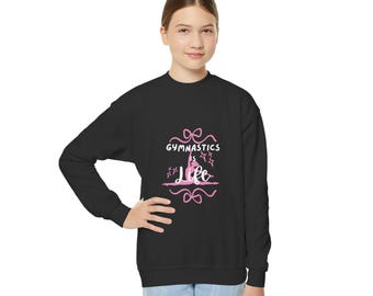Gymnastics Is My Life Sweatshirt | Youth Crewneck | Pink Ribbon Design