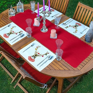 Red Reindeer Weihnachten Tischläufer & Tischsets Set: Festliche Esszimmer Dekoration