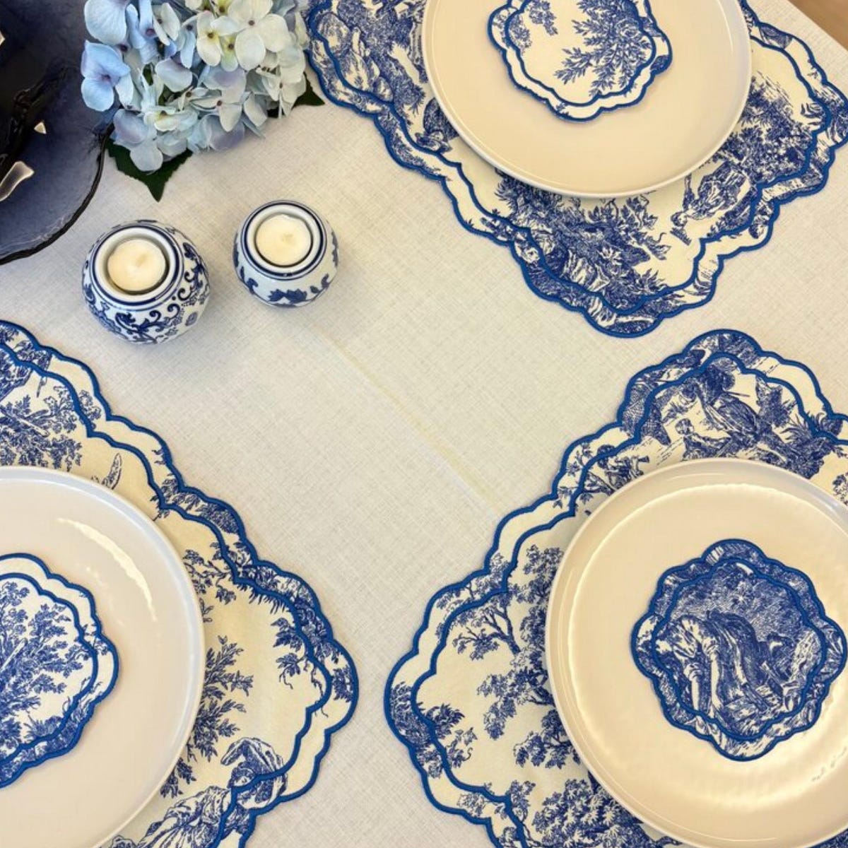 Toile De Jouy Placemat: Elegant Blue French Table Linen - Etsy