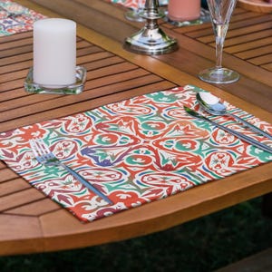 Modern Tile Pattern Placemats (Set of 4): Water-Repellent Turkish Table Decor