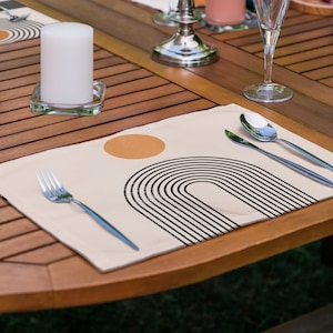 Set of 4 Printed Placemats, 35x45 cm, Stain-Resistant Micro-Honeycomb Fabric, 3D Digital Print Table Mats, Water-Repellent
