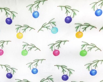 Colorful Christmas Ornaments woven cotton fabric  PRINT TO ORDER Fat Quarter or Half Yard