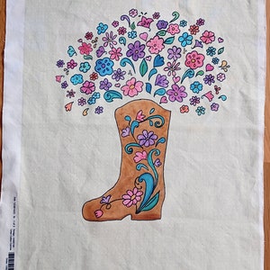 Fabric for Tea Towel Wall Hanging DIY fat quarter cut and sew Floral Cowboy Boot Printed To Order Bild 3