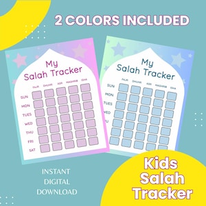 Salah Tracker, Daily Salah Tracker, Printable, Salah Tracker Chart, Kids Salah Chart, Namaz, Islamic Prayer Chart, Muslim Kids