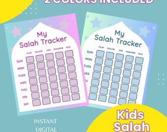 Salah Tracker, Daily Salah Tracker, Printable, Salah Tracker Chart, Kids Salah Chart, Namaz, Islamic Prayer Chart, Muslim Kids