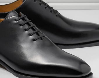 Men’s Handmade Black Leather Oxford Shoes Classic Lace-Up Dress Shoes