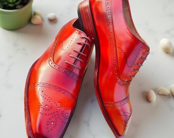 Handmade Square Toe Leather Oxford Shoes: Men's Formal Wedding Footwear
