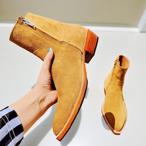 Handmade Suede Chelsea Boots with Side Zipper – Men's Luxury Leather Dress Boots | Formal & Casual Ankle Boots | Tannery Treasures