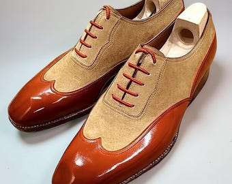 Scarpe brogue in pelle fatte a mano con punta a coda di rondine: scarpe da cerimonia da uomo