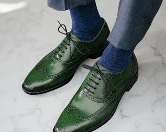 Handmade Italian Leather Brogue Shoes: Classic Lace-Up Wedding Footwear