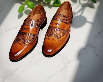 Handmade Full-Grain Leather Loafers: Custom Slip-On Shoes