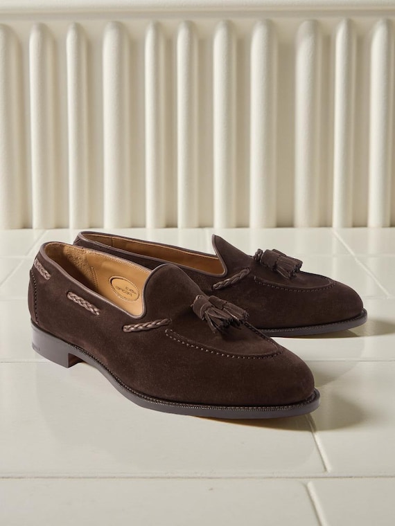Men\'s Brown Suede Tassel Loafers - Classic Slip-On Dress Shoes Valedictorian Tassel Loafer | Italian Suede Men main image 3