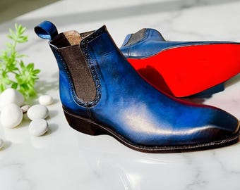 blue mens dress boots Stacy Adams Shoes Madison Cap Toe Lace Up Boot Blue Size 12