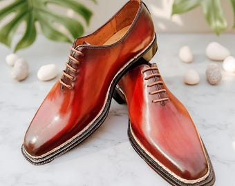 Handmade Norwegian Welted Brown Leather Shoes, Men’s Formal Dress Shoes